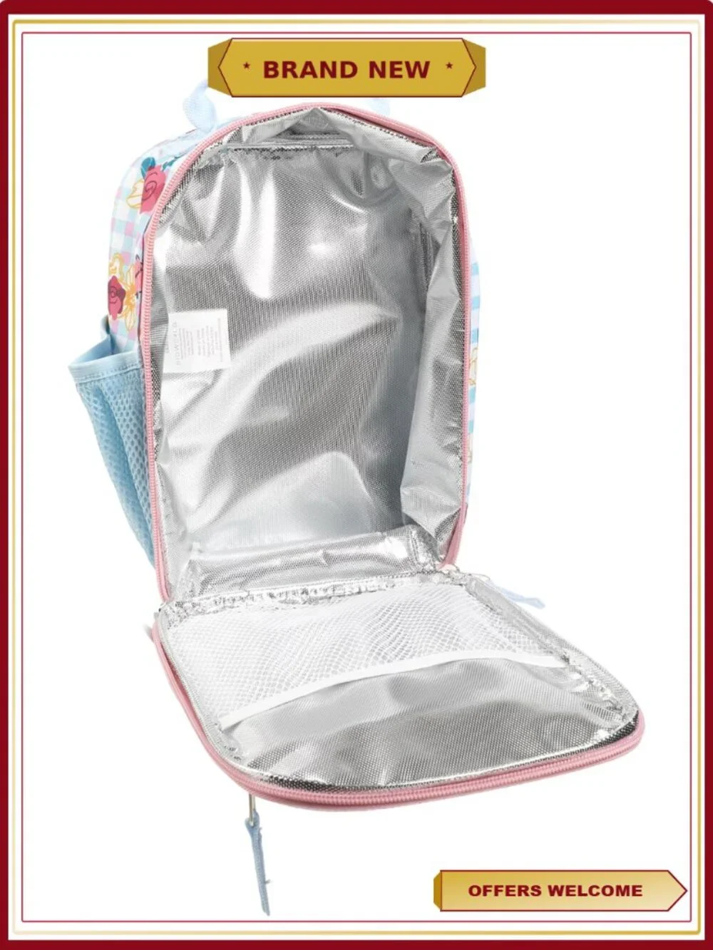 Disney Princess Lunch Bag with Side Pocket Handle Zipper